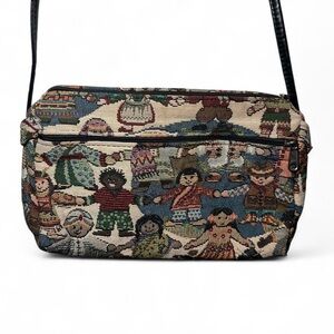Vintage Tapestry Multicultural Crossbody Bag